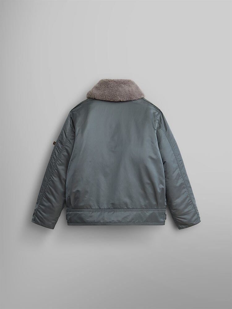 Back view of the 1960s RCAF Canadian Airforce Type III Jacket in gray by Alpha Industries.