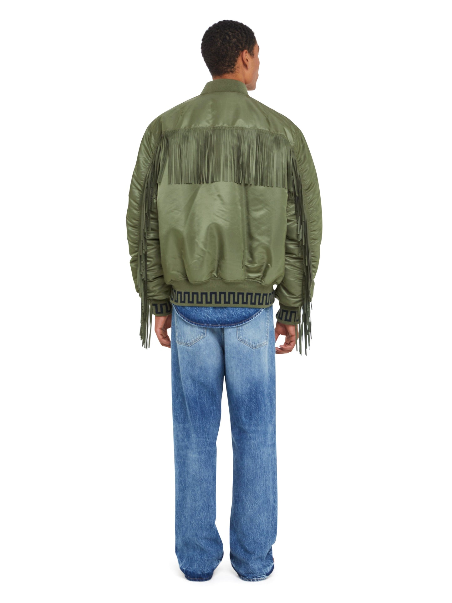 Alpha Industries Ma-1 Jacket, patchwork bandana lining, blue, zip closure.