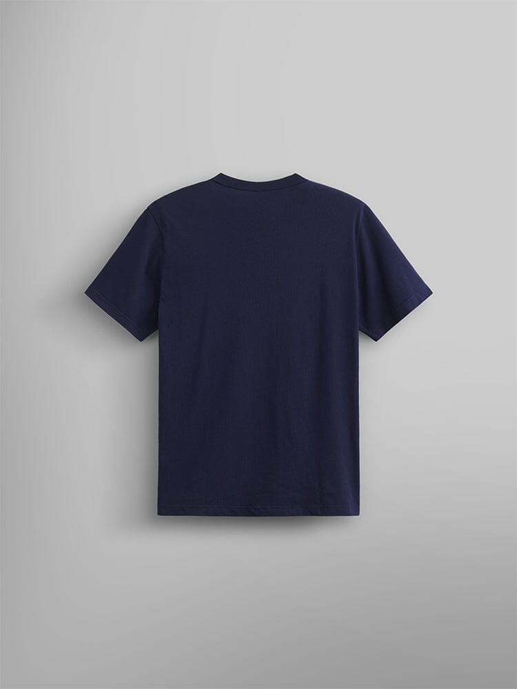 Alpha Anchor Print Tee by Alpha Industries, navy blue cotton t-shirt with anchor print on back.