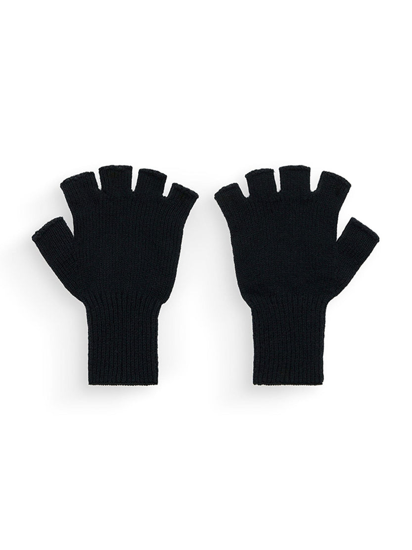 Alpha Industries Anon X Alpha F/L Gloves, black, soft knit, fingerless design.
