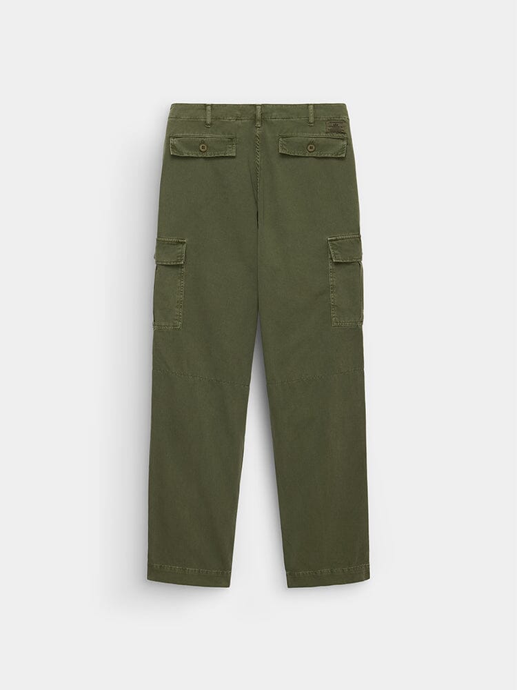 Alpha Industries Bdu Cargo Pant in olive green with flap pockets on rear and sides, straight legs, and visible stitching.