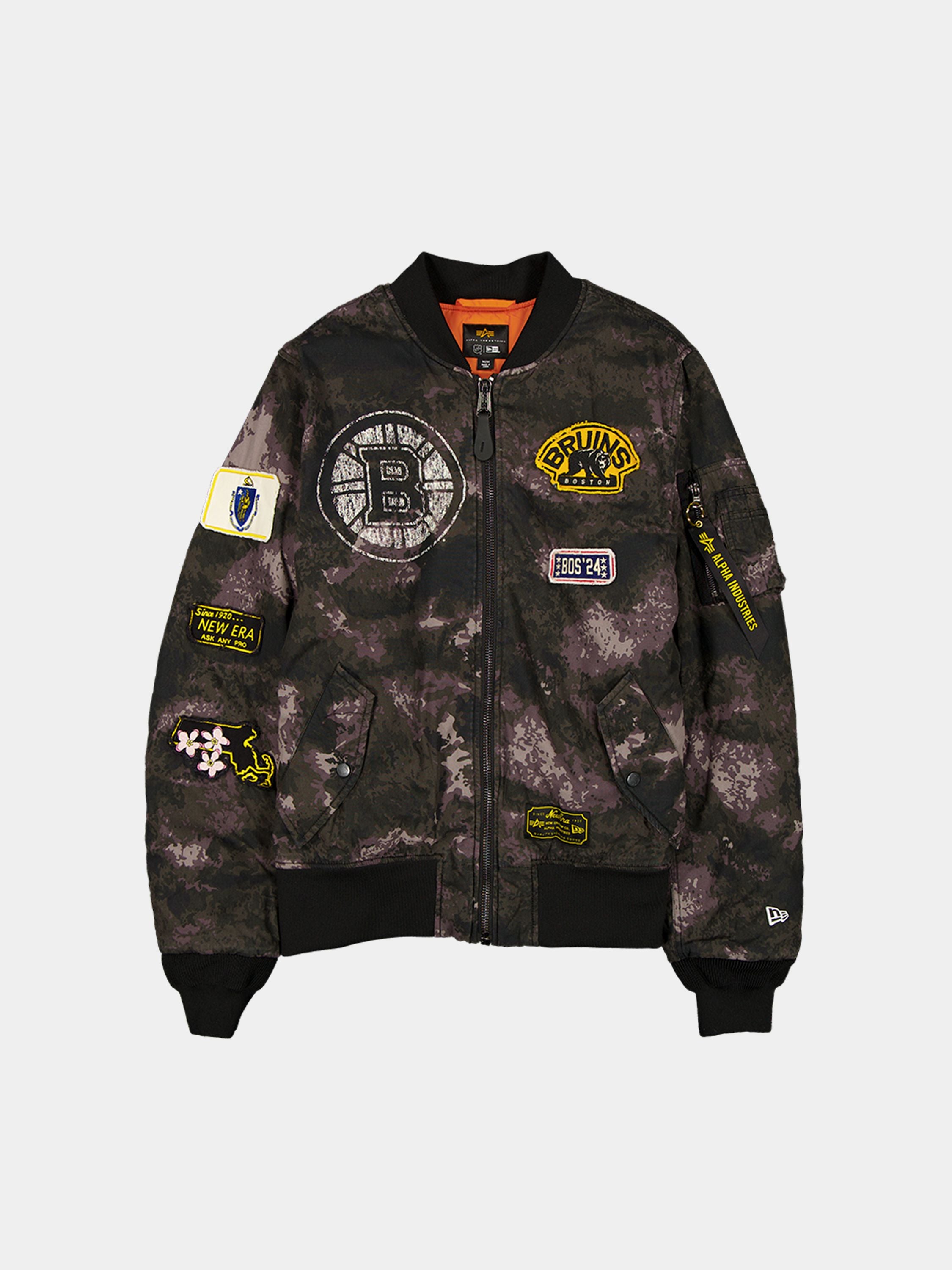 Boston Bruins X Alpha X New Era MA-1 Bomber Jacket (Black Camo
