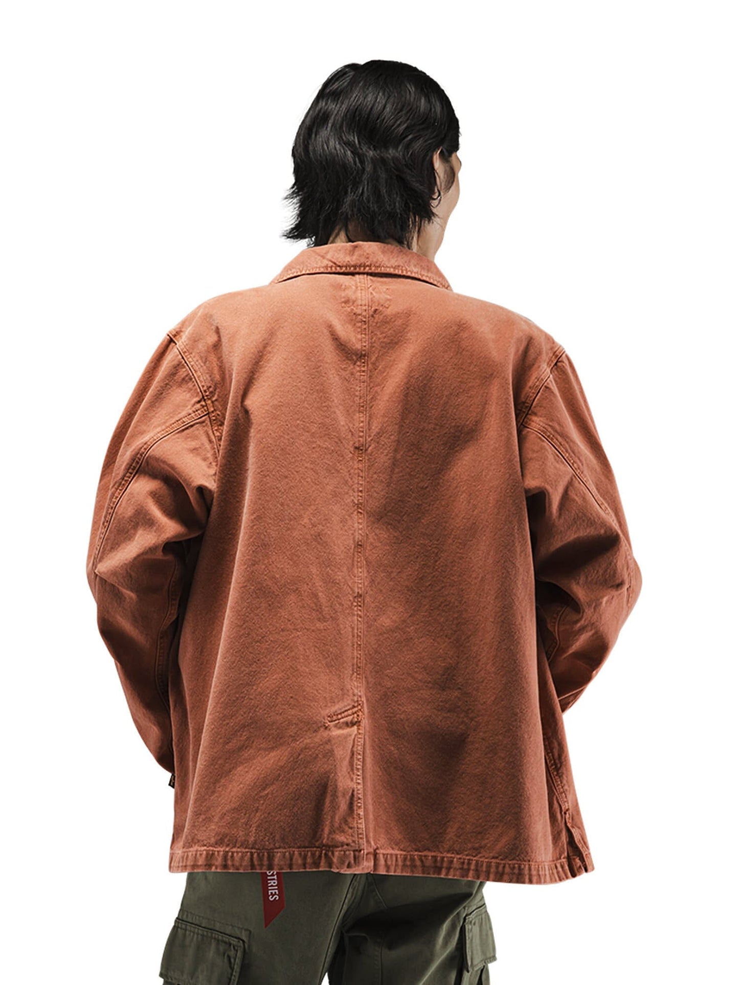 Alpha Industries Ctn Chore Coat in rust with nylon pocket details.