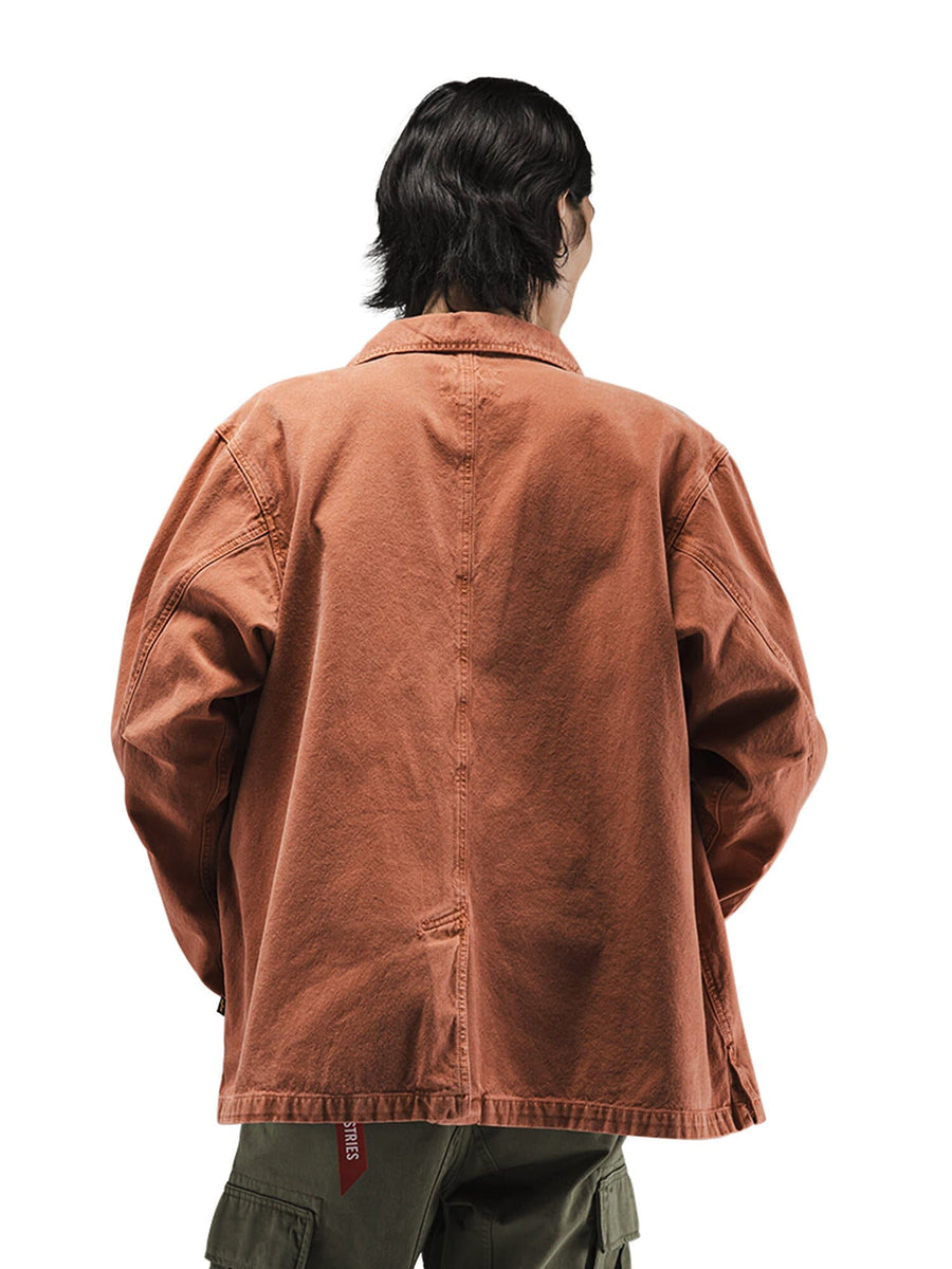 Alpha Industries Ctn Chore Coat in rust with nylon pocket details.