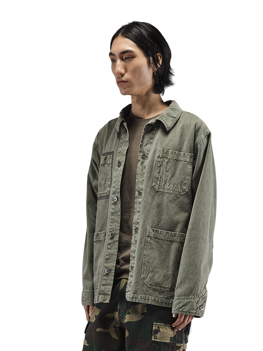 Alpha Industries Ctn Chore Coat Olive Green Cotton Button Closure.