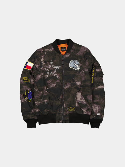 DALLAS COWBOYS X ALPHA X NEW ERA MA-1 BOMBER JACKET (BLACK CAMO) OUTERWEAR Alpha Industries BLACK S