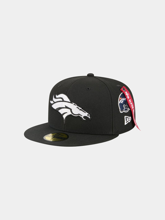 DENVER BRONCOS X ALPHA X NEW ERA 59FIFTY FITTED CAP ACCESSORY Alpha Industries BLACK 7 1/8