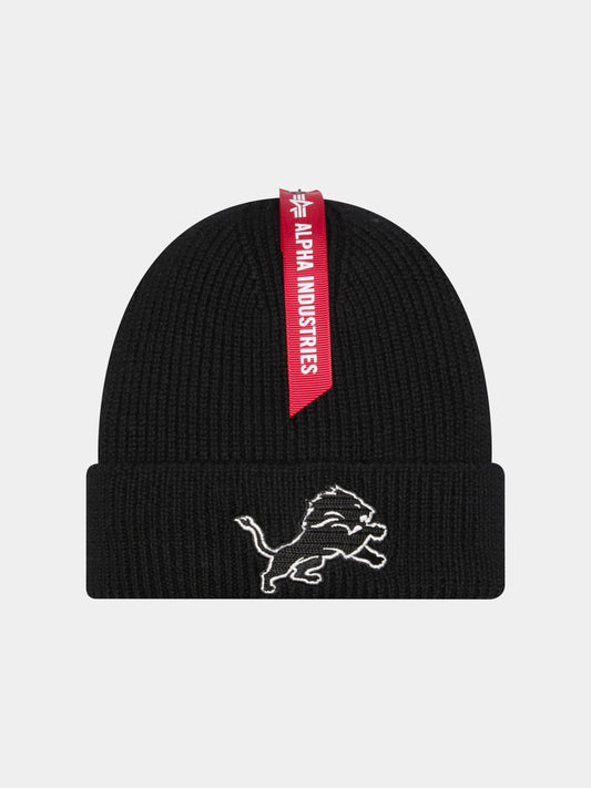 DETROIT LIONS X ALPHA X NEW ERA SHORT CUFF BEANIE ACCESSORY Alpha Industries BLACK O/S