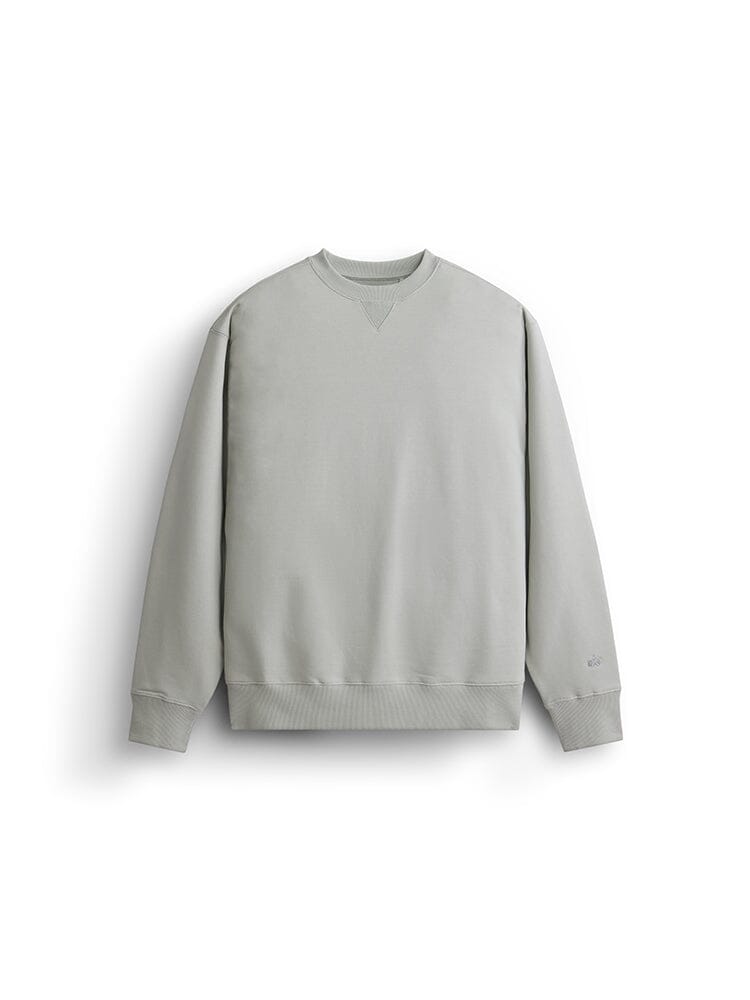 Alpha Industries Essential French Terry Crewneck Gen II, Light Gray, French terry cotton, long sleeves, ribbed cuffs and hem, subtle Alpha logo.