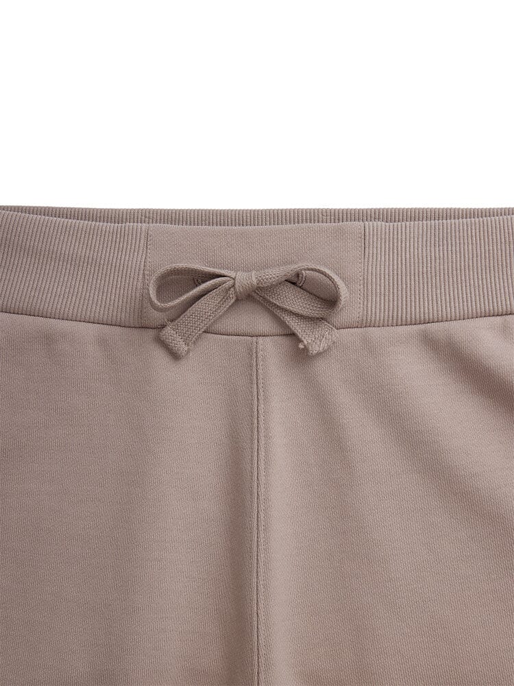 Essential French Terry Short by Alpha Industries in beige, French terry, elastic waistband, front drawstring.
