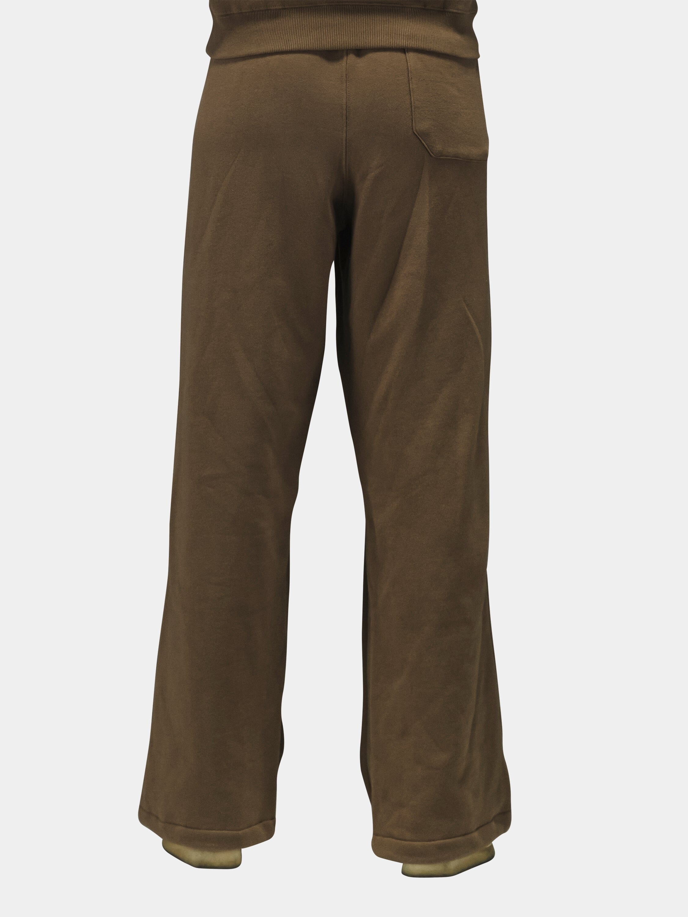 Essential Sweatpants by Alpha Industries in brown with wide legs, elastic waistband, and single back pocket.