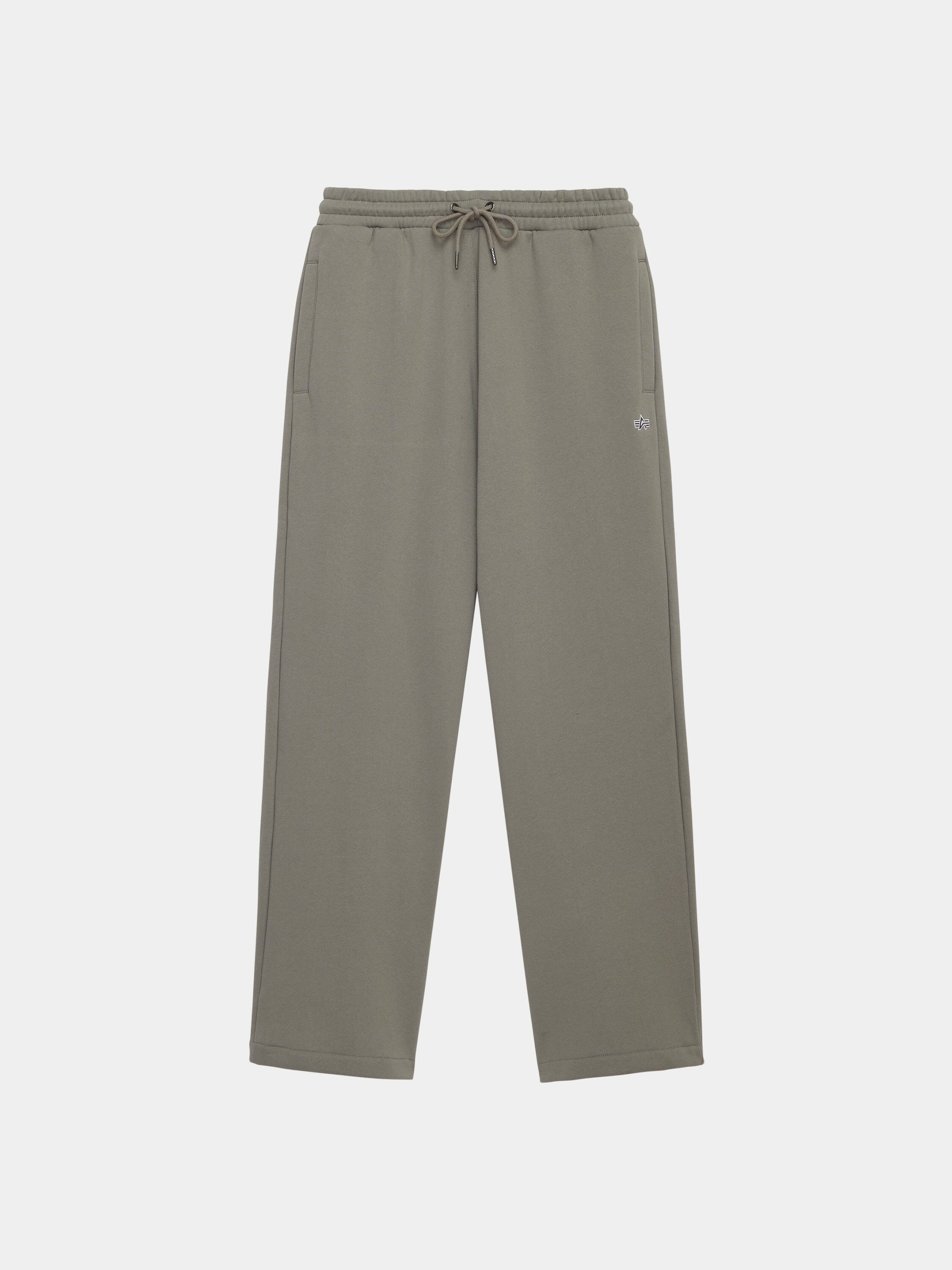 Essential Sweatpants by Alpha Industries in Mid Gray, straight-leg, elastic waistband with drawstring, side pockets.