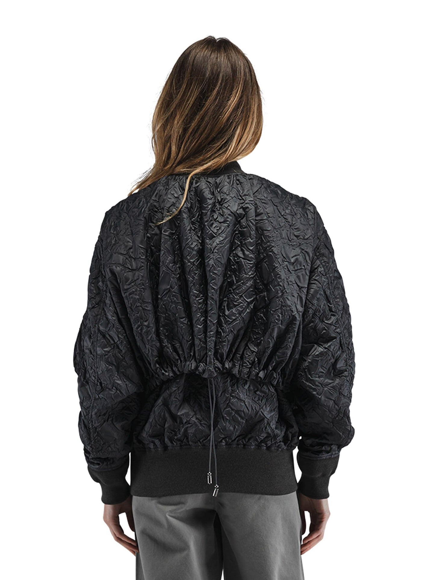 Alpha Industries L-2B Bubble Flight Jacket W, black textured bomber with adjustable mesh vent and drawstring waist.