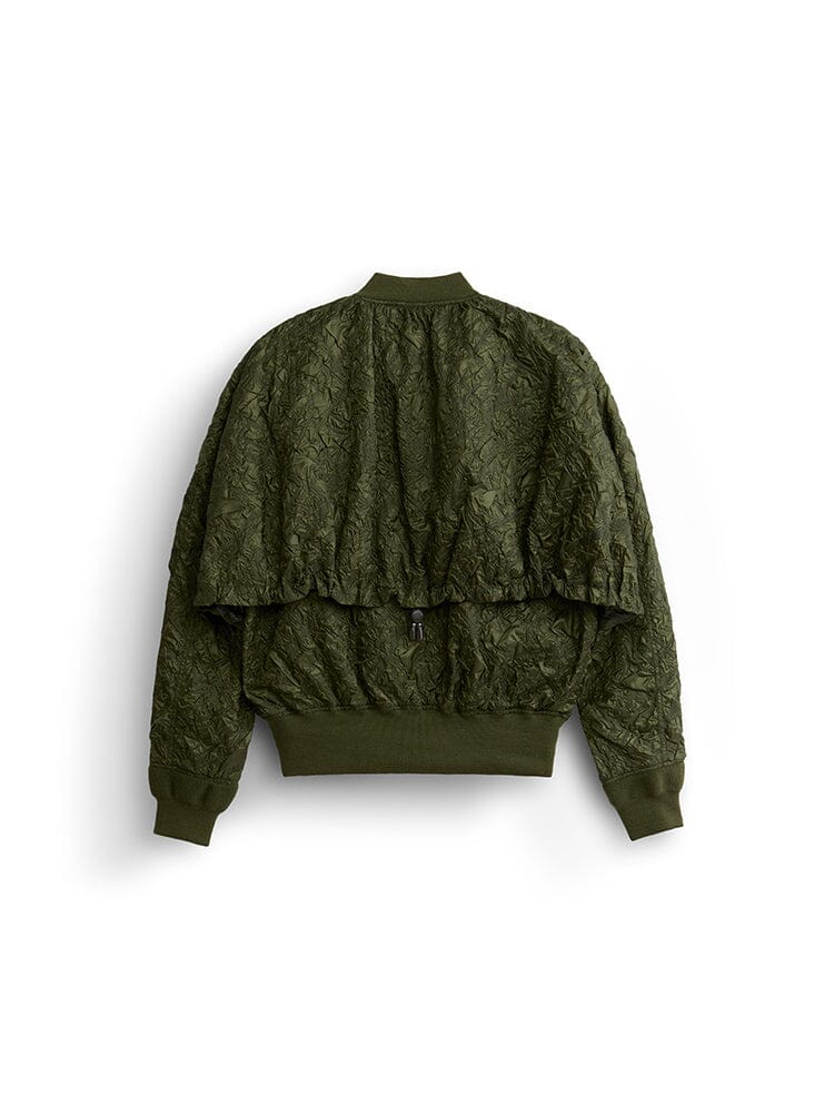 Alpha Industries L-2B Bubble Flight Jacket W, dark green shell, layered back, ribbed trims, adjustable mesh vent.