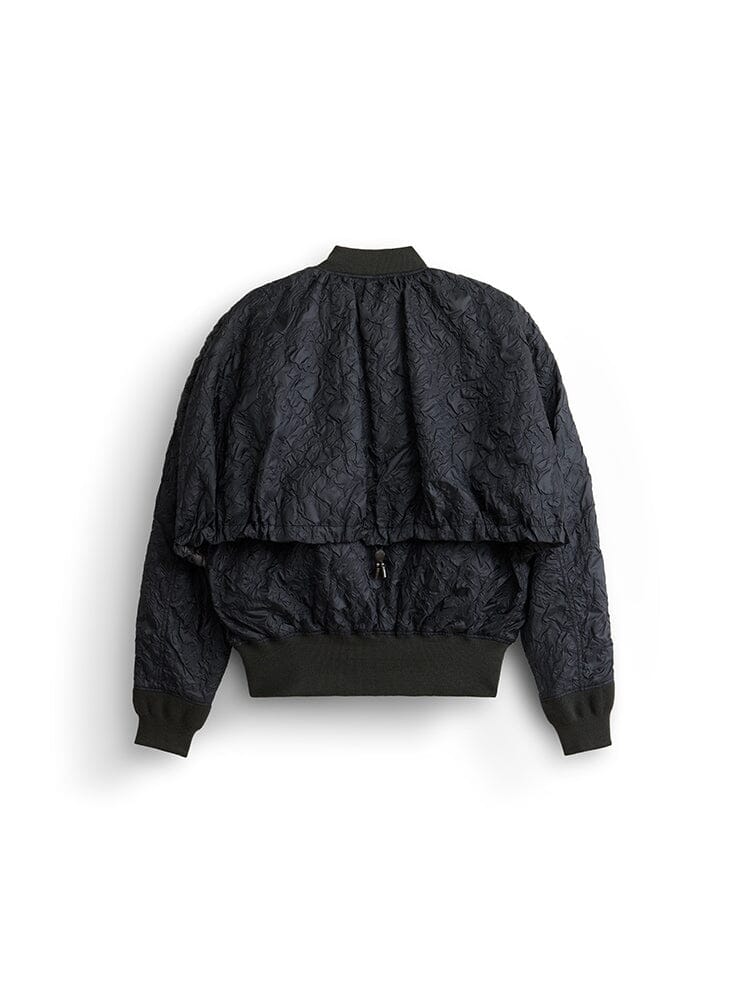 Alpha Industries L-2B Bubble Flight Jacket W, black, textured shell, loose fit, ribbed cuffs and waistband, layered back design.