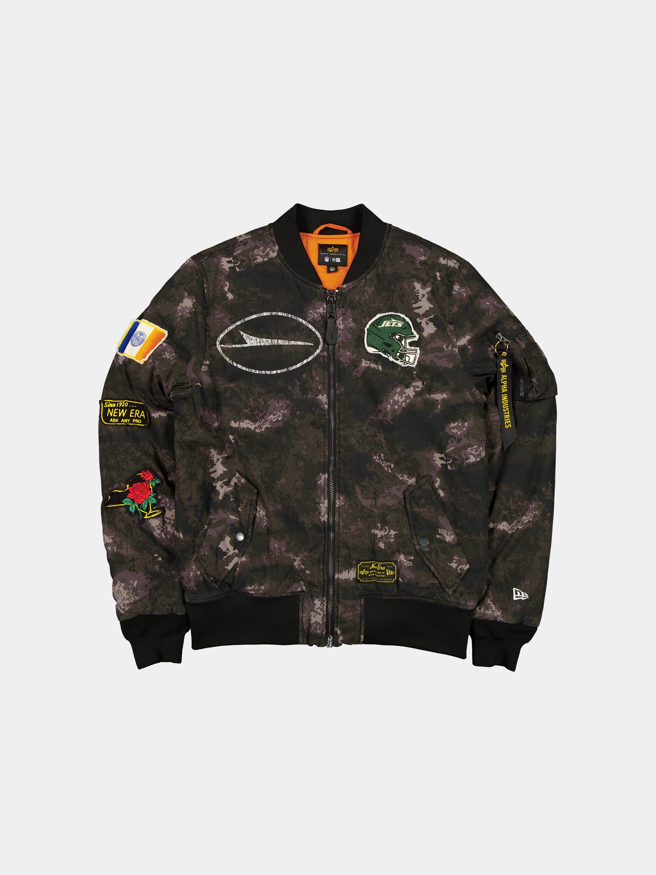 New York Jets X Alpha X New Era MA-1 Bomber Jacket (Black Camo
