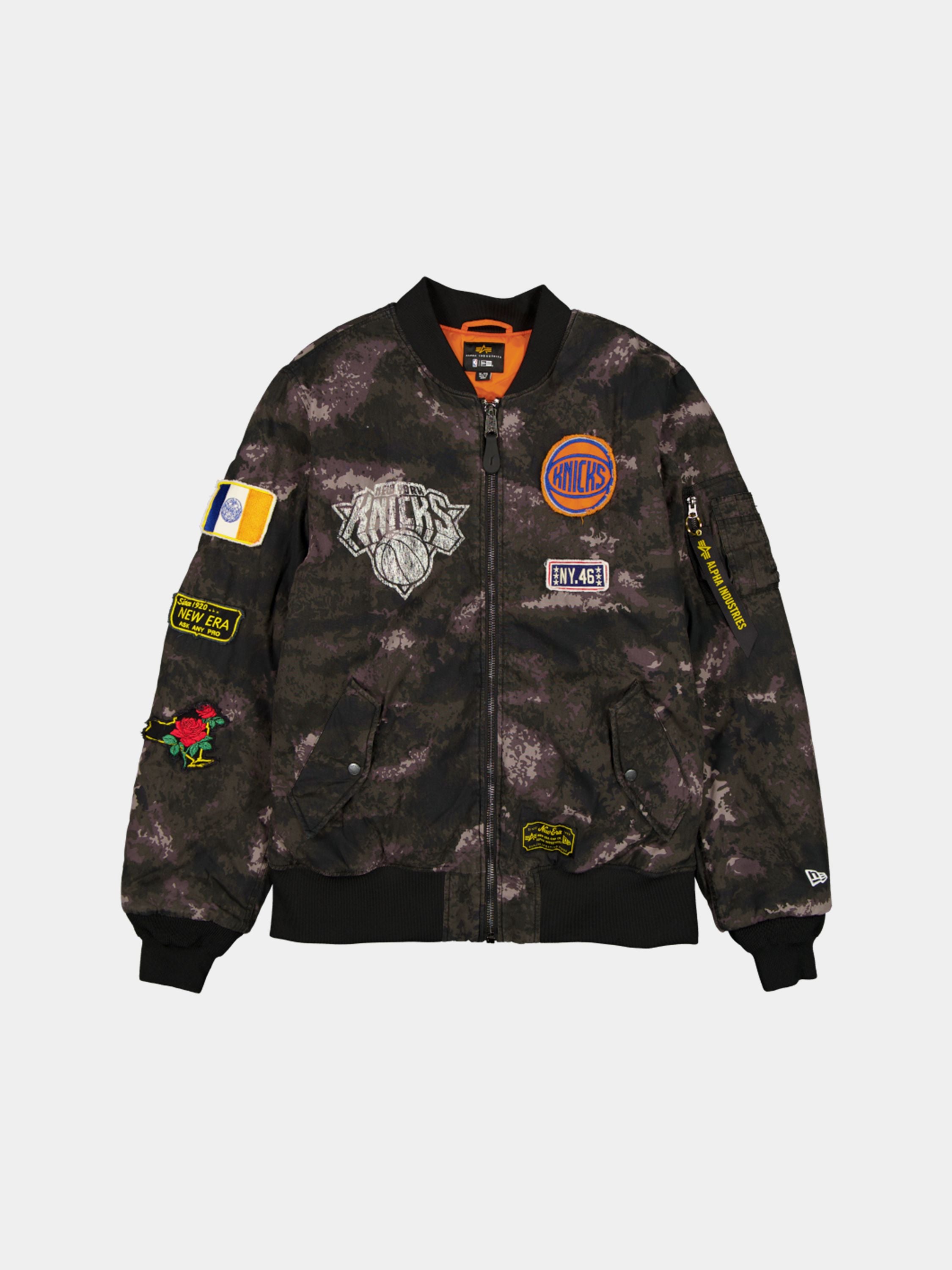 New York Knicks X Alpha X New Era MA-1 Bomber Jacket (Black Camo