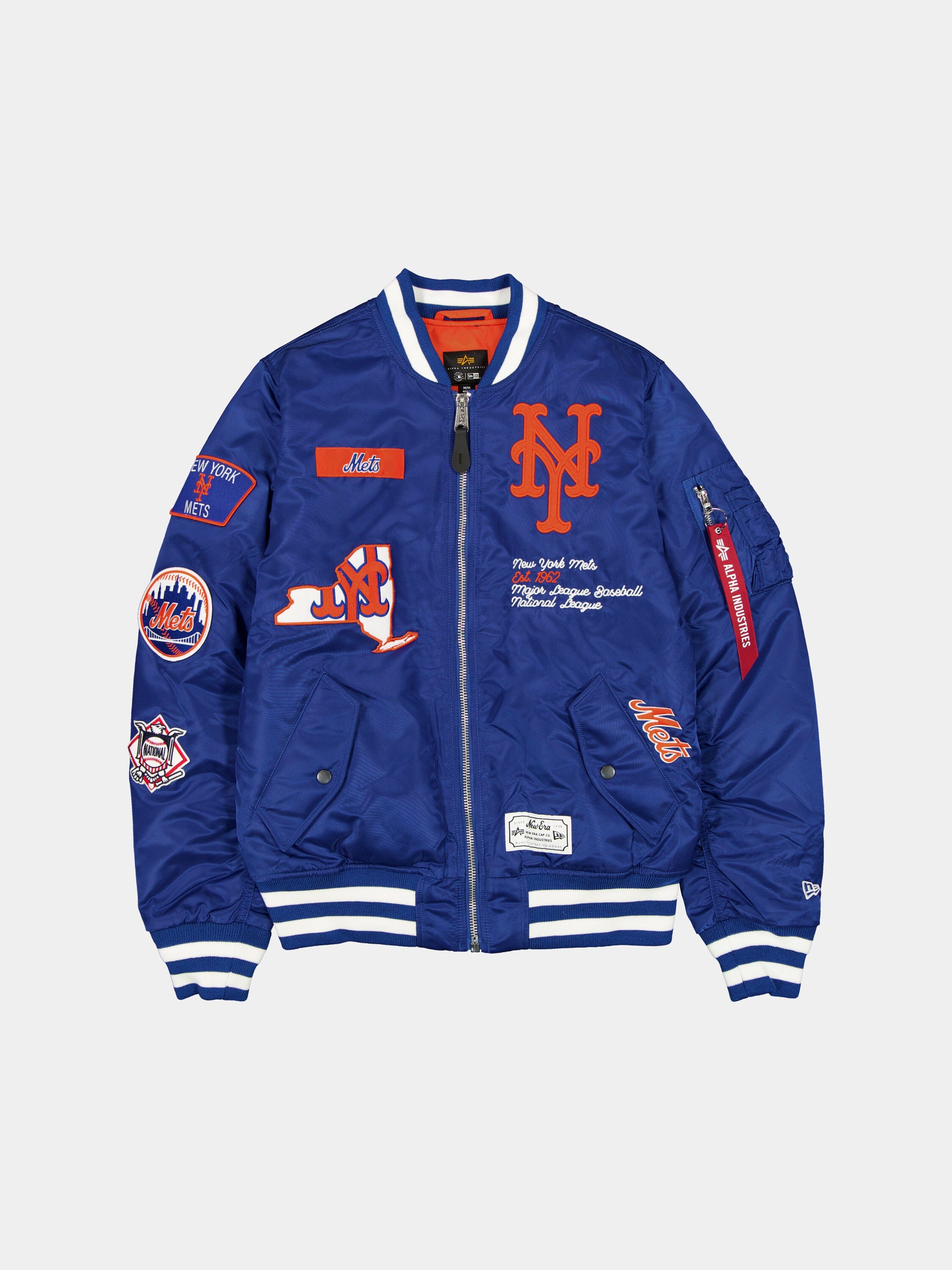NEW YORK METS X ALPHA X NEW ERA MA-1 BOMBER JACKET OUTERWEAR Alpha Industries BLUE/WHITE S
