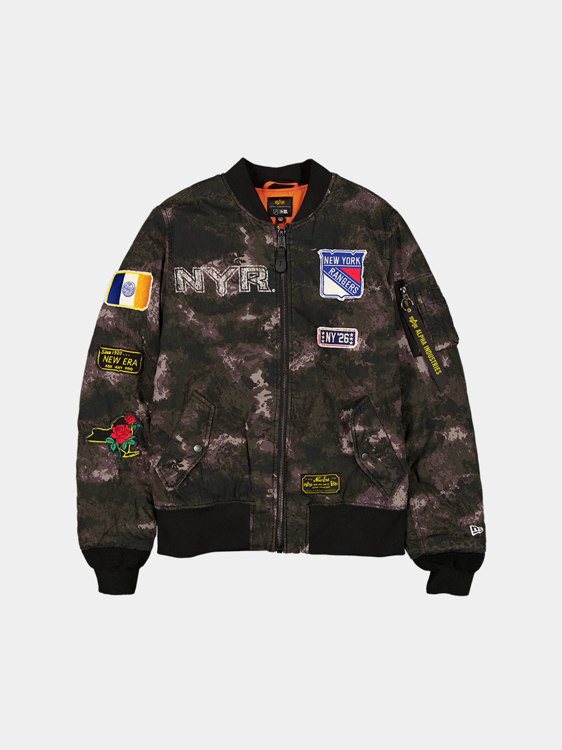 New York Rangers X Alpha X New Era MA-1 Bomber Jacket (Black Camo