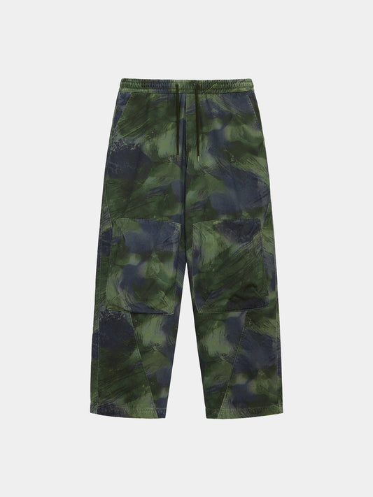 Alpha Industries Oversized Washed Pant in Olive Rd Camo, 100% cotton, elastic waistband, two large front pockets.