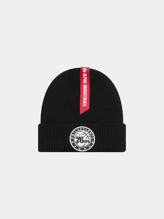 PHILADELPHIA 76ERS X ALPHA X NEW ERA SHORT CUFF BEANIE ACCESSORY Alpha Industries BLACK O/S
