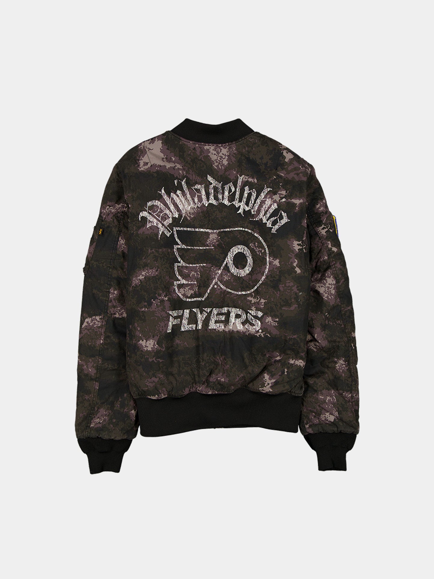 PHILADELPHIA FLYERS X ALPHA X NEW ERA MA-1 BOMBER JACKET (BLACK CAMO) OUTERWEAR Alpha Industries
