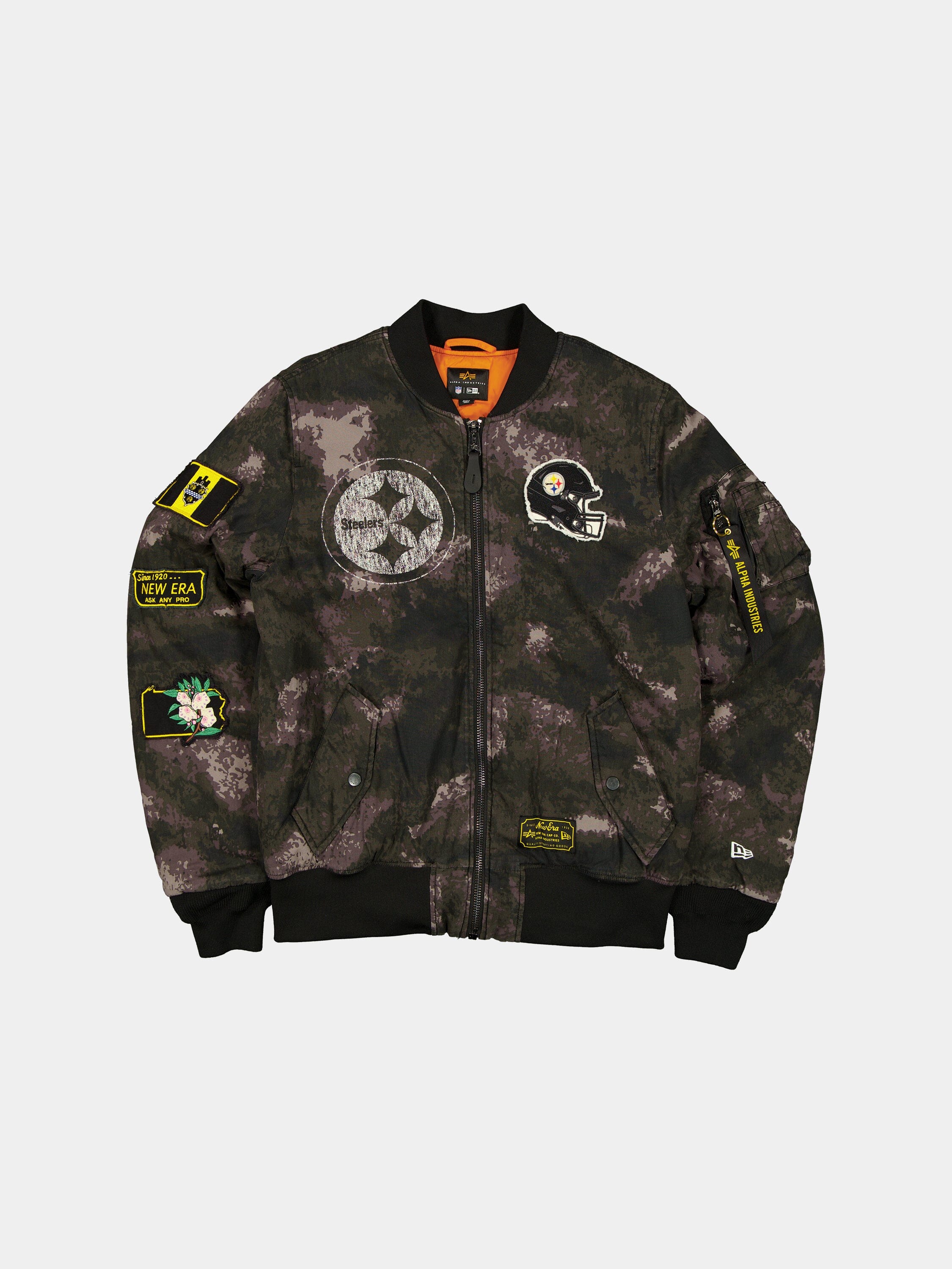 Pittsburgh Steelers X Alpha X New Era MA-1 Bomber Jacket (Black