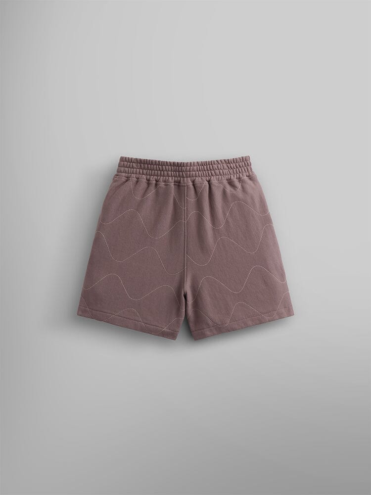 Alpha Industries Womens Quilted Shorts, elastic waistband, wavy quilted patterns, breathable terry fleece.