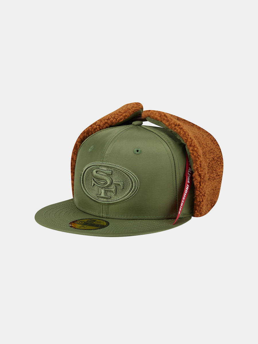 SAN FRANCISCO 49ERS X ALPHA X NEW ERA 5950 DOG EAR CAP (GREEN) ACCESSORY Alpha Industries GREEN 7 1/8