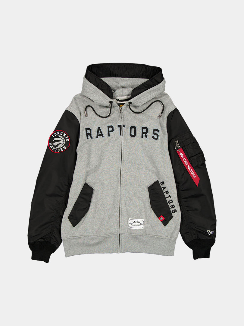 TORONTO RAPTORS X ALPHA X NEW ERA MA-1 ZIP UP HOODIE OUTERWEAR Alpha Industries BLACK S