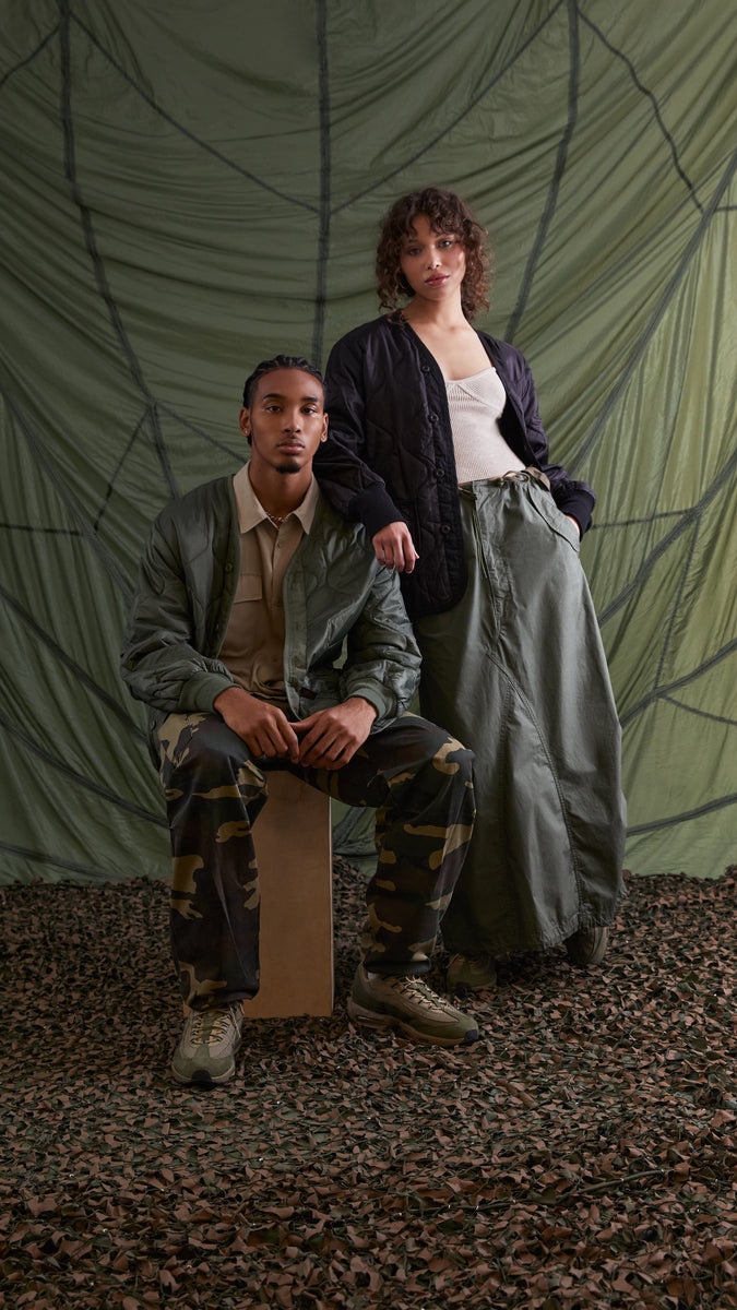 Alpha Industries Als/92 Liner army jacket, green color, quilted design, front button closures.