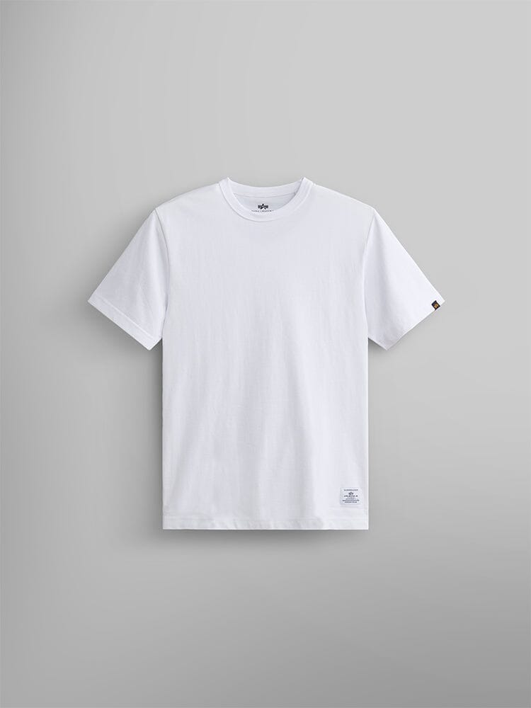 Alpha Industries Essential Tee in White, cotton t-shirt with short sleeves and crew neckline.