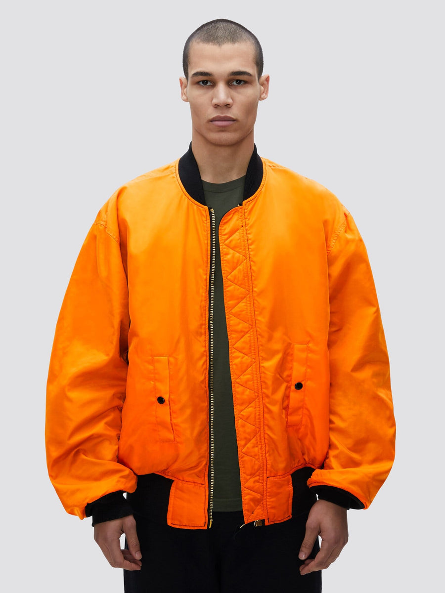 Alpha Industries L-2B Loose Bomber Jacket, Bright Orange, Water Resistant, Reversible.
