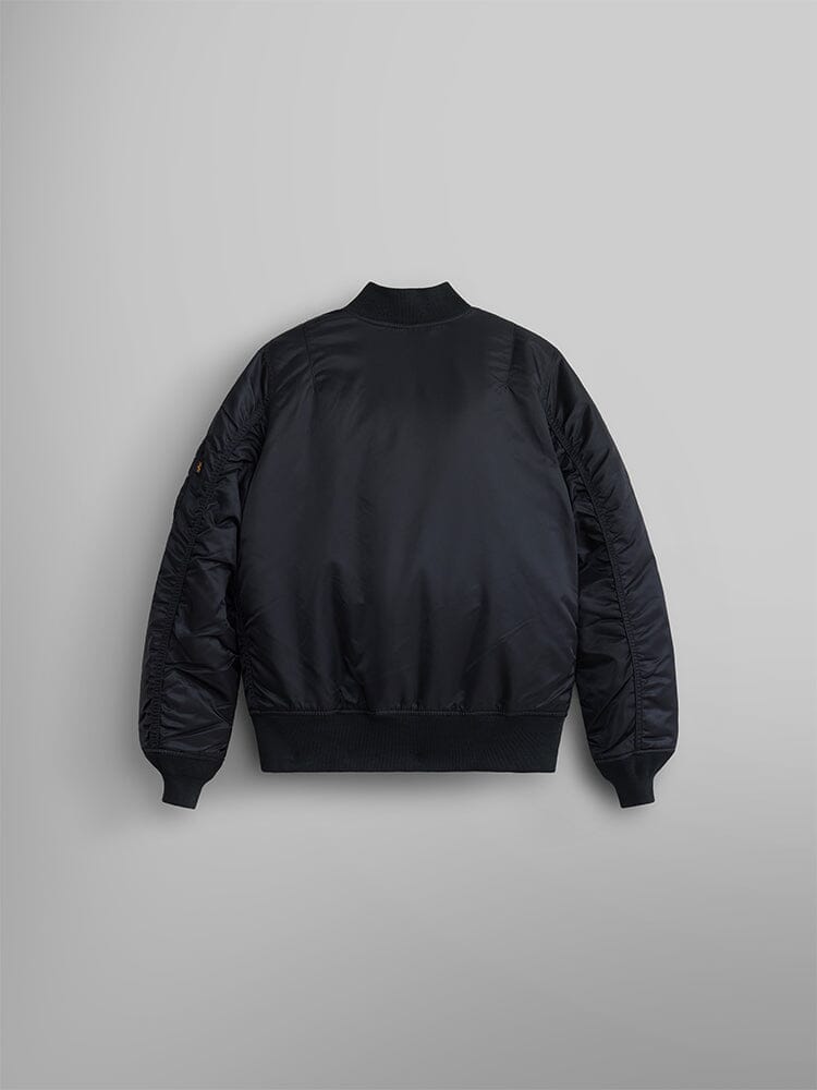 Alpha Industries MA-1 Bomber Jacket Womens in black, shown from the back.