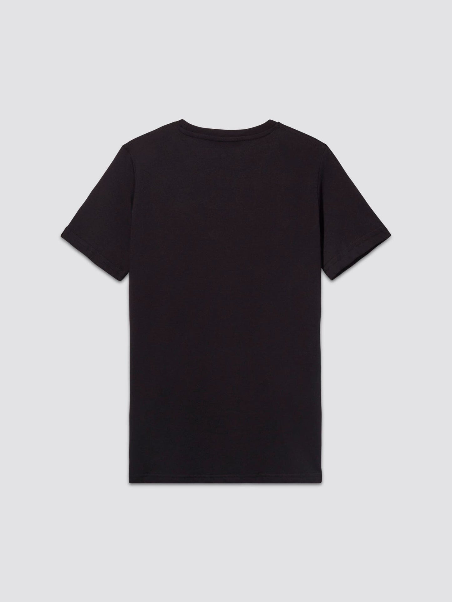Youth Basic Tee by Alpha Industries, black cotton, short sleeve, back side.