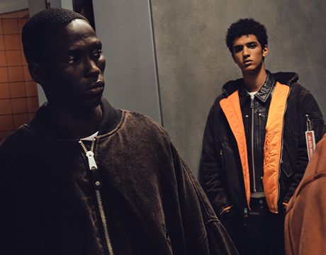 Alpha x Purple Brand collection of jackets