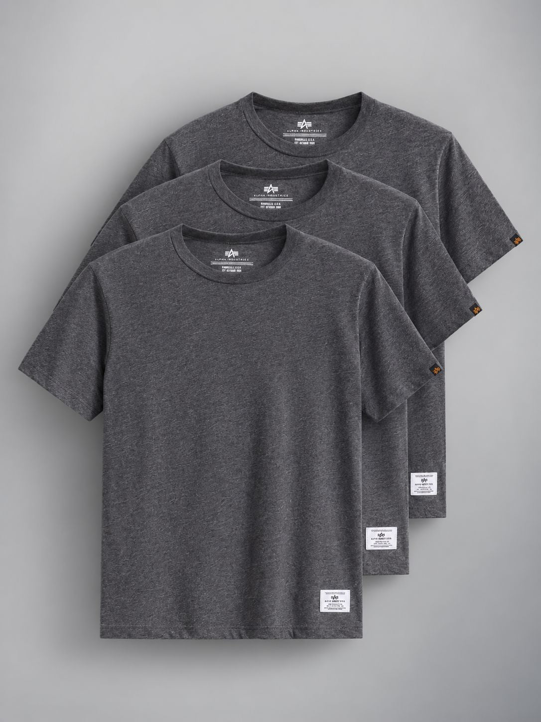 3-PACK ESSENTIAL TEE - DARK CHARCOAL HEATHER SALE Alpha Industries XS 