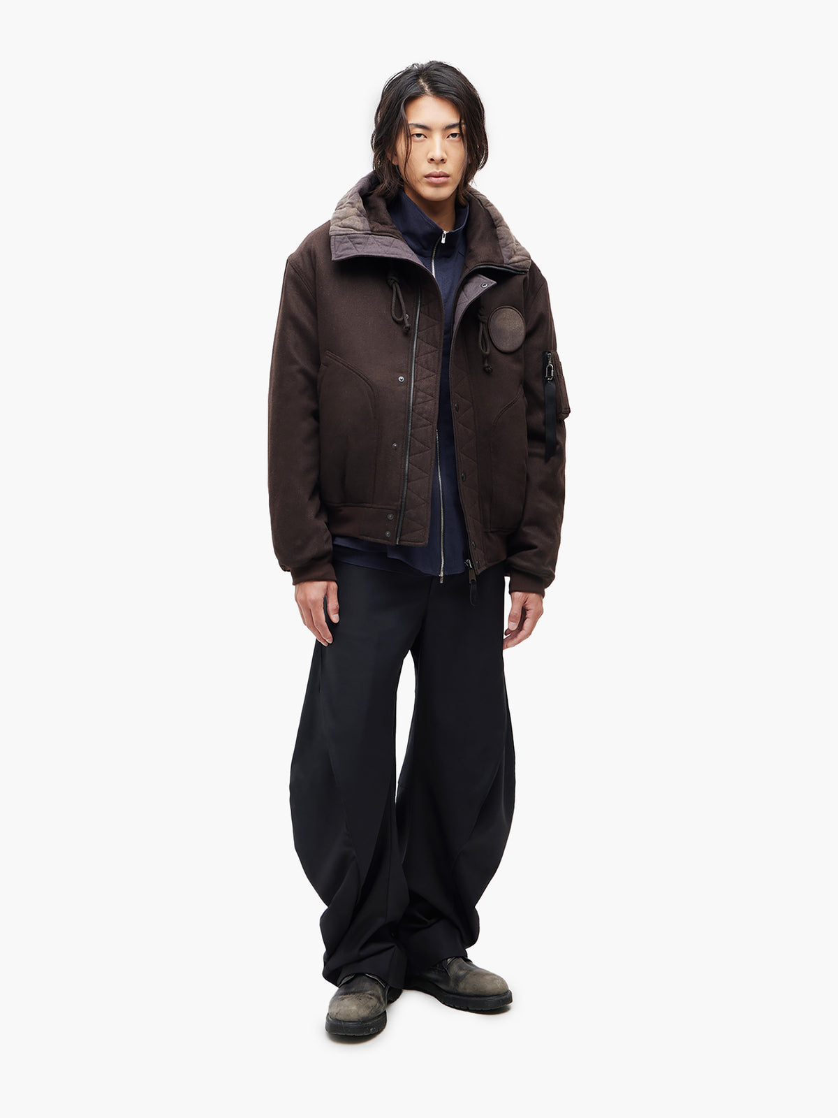 JIYONG KIM X ALPHA SUN-BLEACHED SPLIT-HOOD FLIGHT JACKET