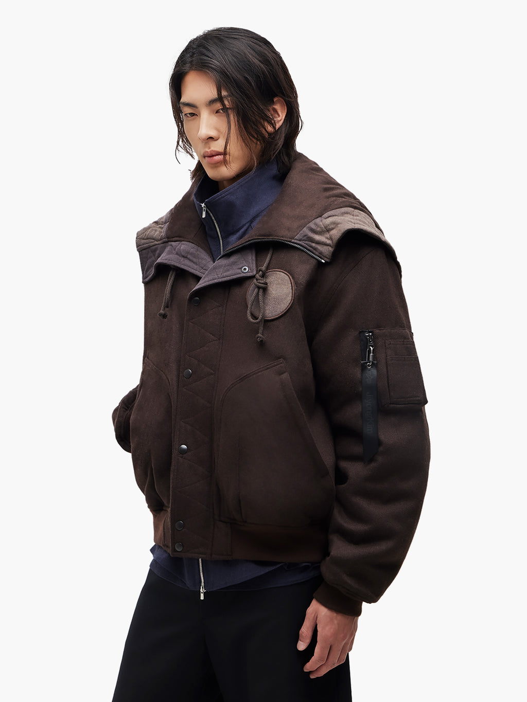 JIYONG KIM X ALPHA SUN-BLEACHED SPLIT-HOOD FLIGHT JACKET