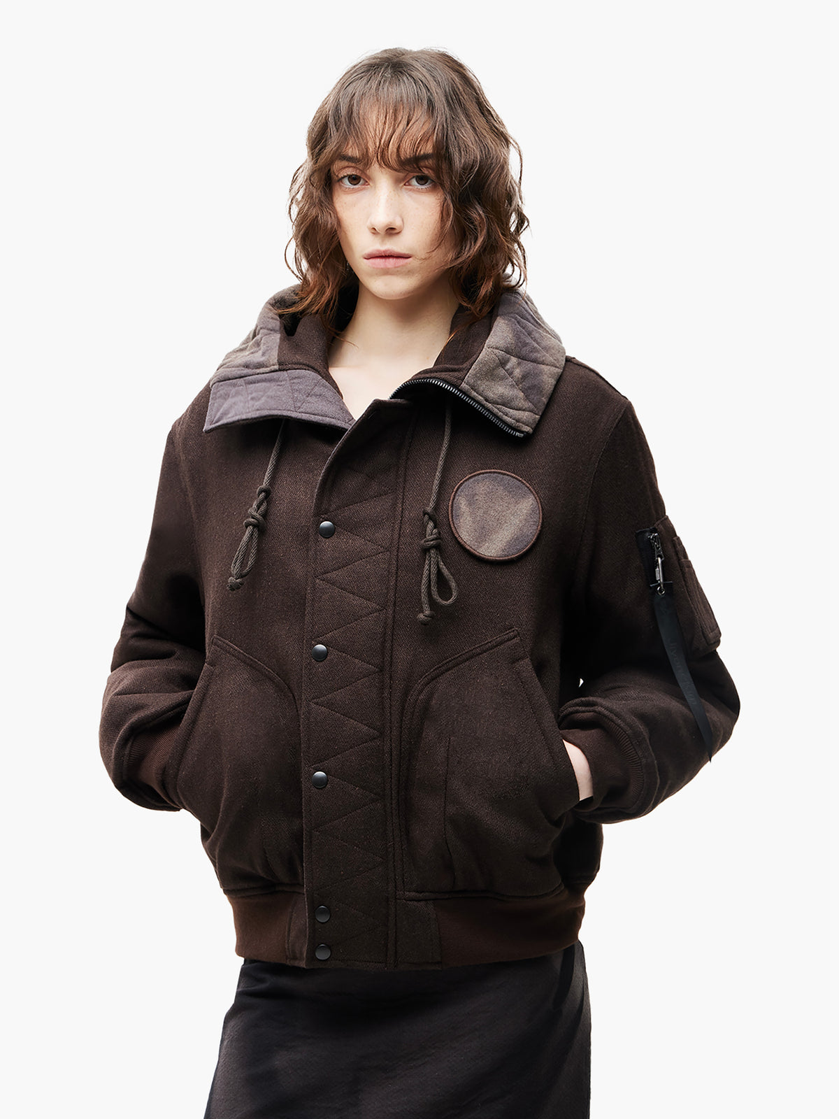 JIYONG KIM X ALPHA SUN-BLEACHED SPLIT-HOOD FLIGHT JACKET