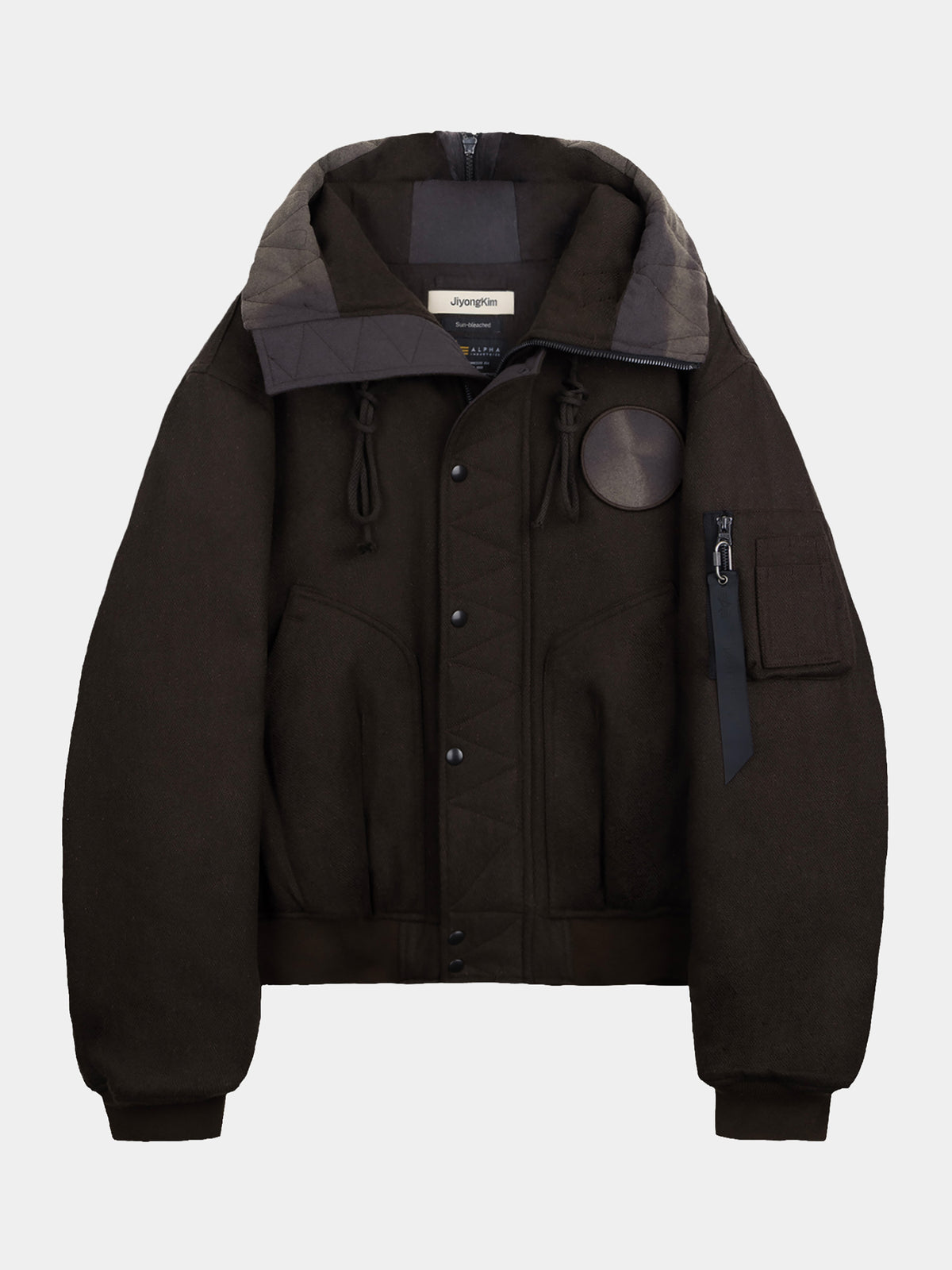 JIYONG KIM X ALPHA SUN-BLEACHED SPLIT-HOOD FLIGHT JACKET
