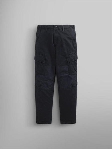 Alpha Industries ACU Pant, black cargo pants with utility pockets and nylon knee patches.