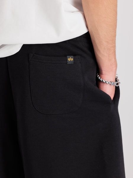 Alpha Industries Alpha Essential Relaxed Short, black cotton blend with back pocket.