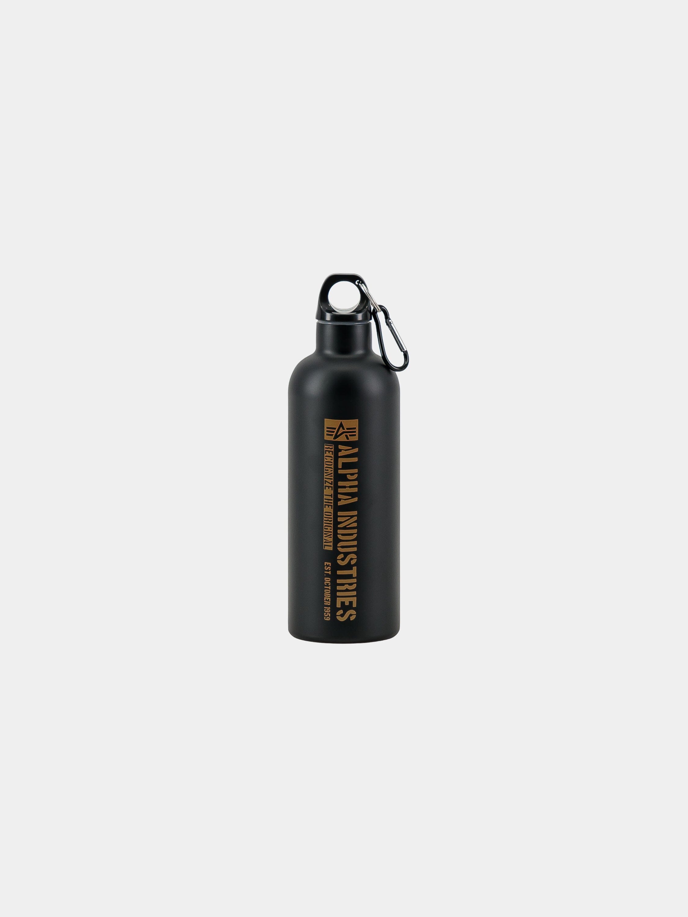 ALPHA INDUSTRIES LOGO WATER BOTTLE ACCESSORY GERMANY BLACK ONE SIZE 
