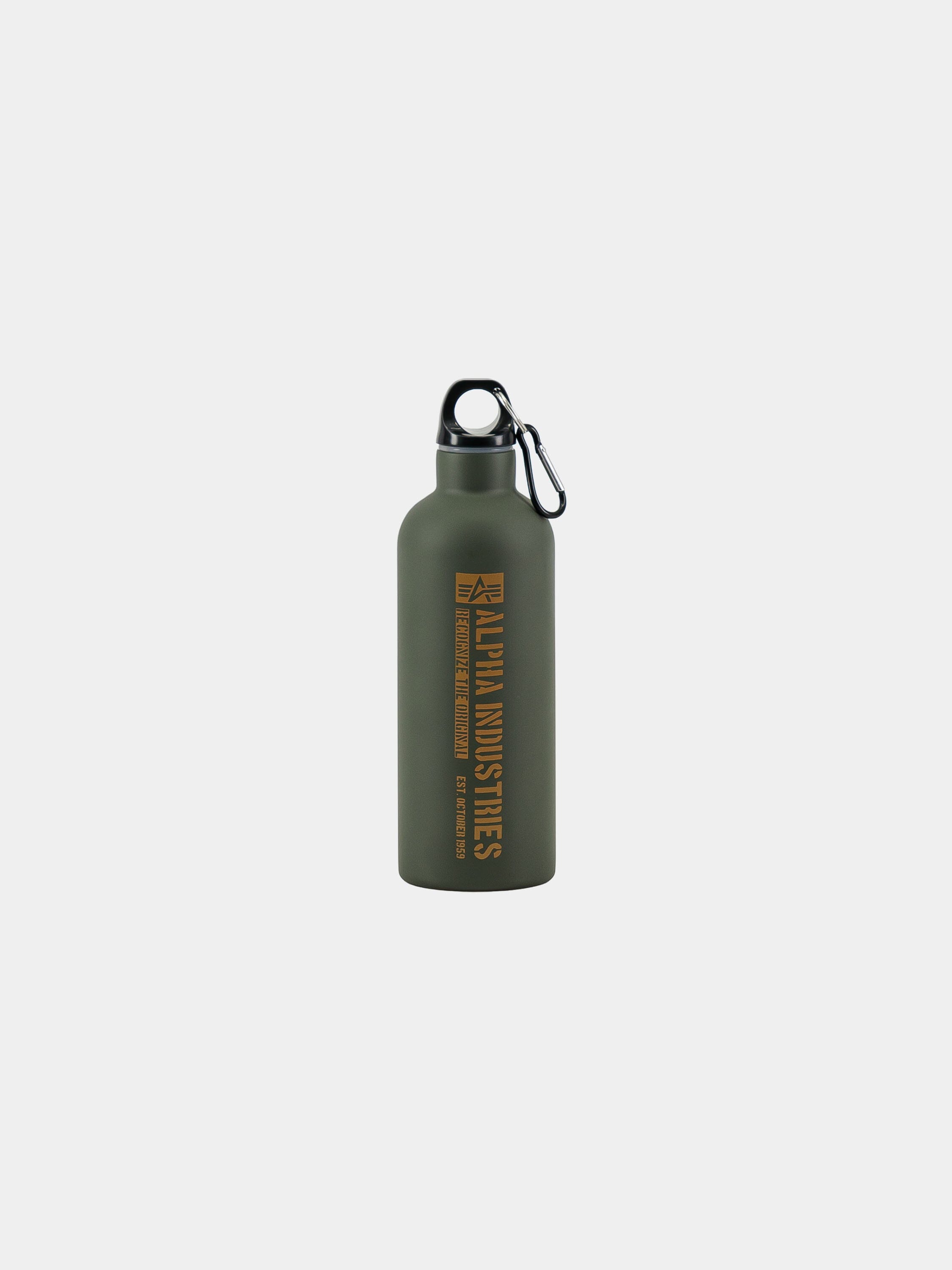 ALPHA INDUSTRIES LOGO WATER BOTTLE ACCESSORY GERMANY DARK OLIVE ONE SIZE 