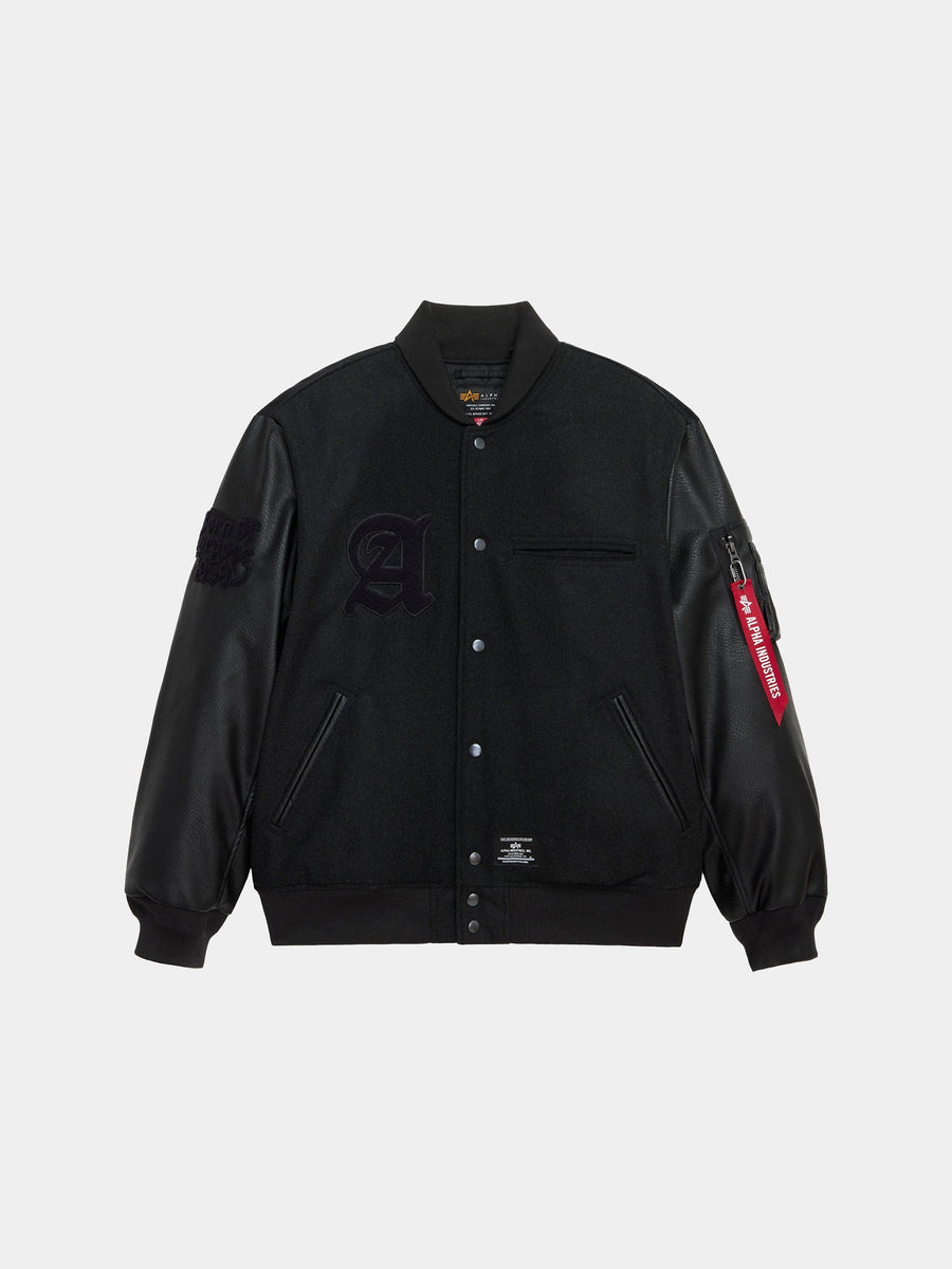 ALPHA LETTERMAN JACKET OUTERWEAR Alpha Industries BLACK XS 