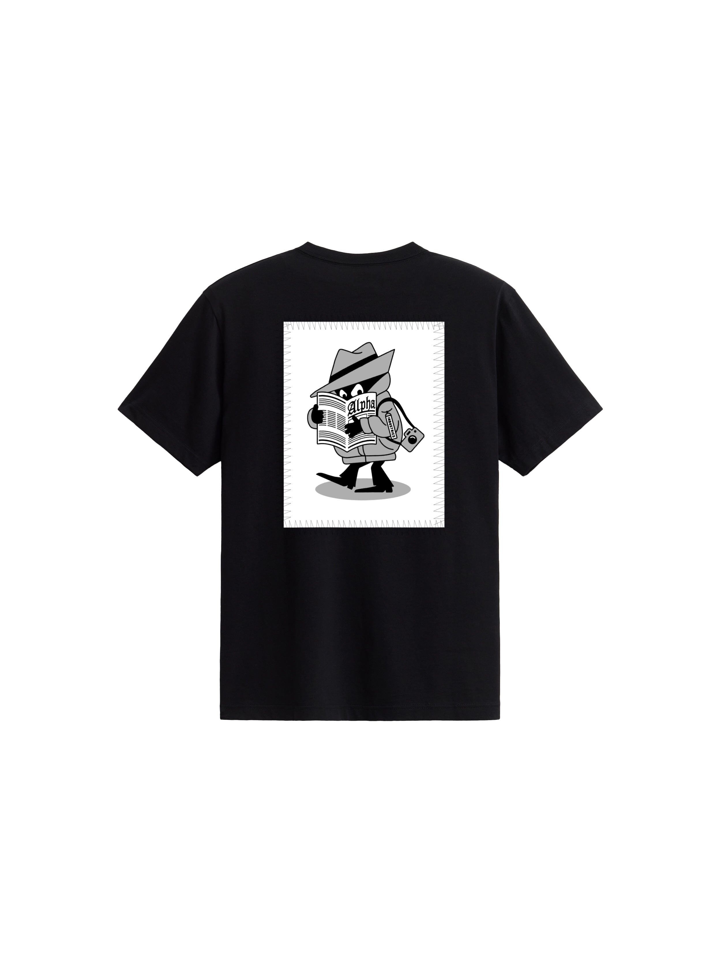 Alpha Industries Alpha News Patch Tee, black, graphic back design.