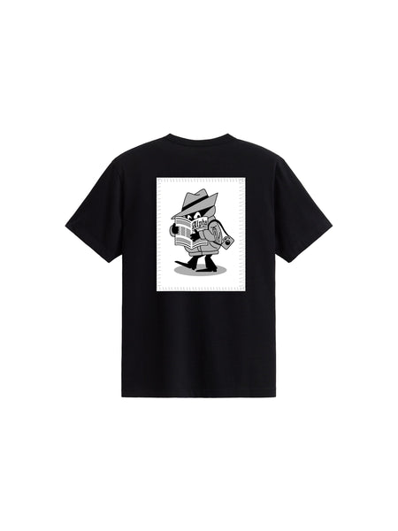 Alpha Industries Alpha News Patch Tee, black, graphic back design.