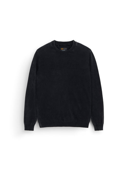 Alpha Sweater by Alpha Industries, black cotton long-sleeve crewneck with ribbed cuffs and hem.