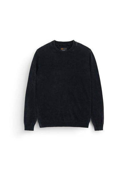 Alpha Sweater by Alpha Industries, black cotton long-sleeve crewneck with ribbed cuffs and hem.